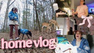 a cozy home vlog ️ hanging AJ's bow curtains, book reviews, and MORE