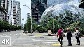 Exploring South Lake Union (SLU) | Amazon Spheres to Lake Union Boat Dock | 4K Seattle Walking Tour