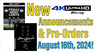 New 4K UHD Blu-ray Announcements & Pre-Orders for August 16th, 2024!