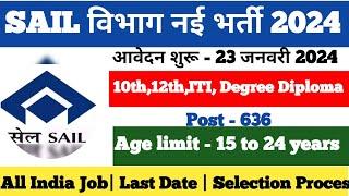 SAIL की नयी भर्ती 2024, SAIL Bhilai Steel Plant Apprentice Form 2024,SAIL Bhilai ITI Apprentice 202