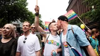 Gay Kiss lgbt+ pride parade Finland  Helsinki