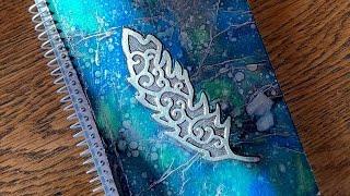 #oarsumcrafts metal tape art notebook cover & alcohol ink