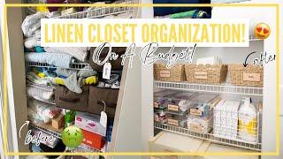 LINEN CLOSET ORGANIZATION I ORGANIZING ON A BUDGET