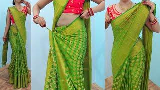 Banarashi silk saree draping in very easy steps | stone work silk saree DRAPING TUTORIAL for wedding