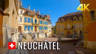 Neuchâtel Switzerland, Old Town’s Mediterranean ambience, lakefront promenade, colourful market