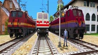 4 trains Diamond Railroad crossing Branched tracks - train game