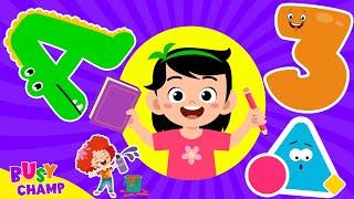 Baby Learning Videos | Babies and Toddlers Learn Colors, First Words, Shapes, ABC | Busy Champ