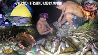 Fishing Camping ️ Overnight Catch and Cook !! Spear fishing !! Night fishing !! fishing in Nepal