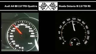 Audi A4 B8 2.0 TFSI Quattro VS. Skoda Octavia III 2.0 TDI RS - Acceleration 0-100km/h