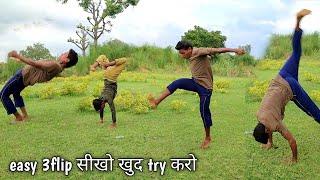 easy 3 flip sikho bina dar ke kk dance stunt Webster flip front handspring head front handspring