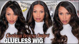 NO GLUE! NO SPRAY! Glues-less BEGINNER FRIENDLY Bye-Bye Knot Chestnut Ombre Closure Wig-Unice Hair