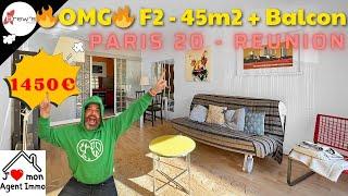  F2 Meublé avec Balcon à Paris 20 - 45m² pour moins de 1500€ !  Proche Place de la Réunion