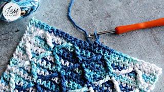 How to Crochet Lily Sugar'n Cream Diamond Dish Cloth | Diamond Stitch Crochet Tutorial