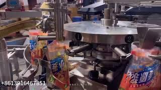 Rotary premade pouch filling sealing vacuum packing machine for liquid, sauce, cream