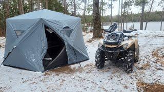 First Ever Overnight In A Hot Tent - Grouse Hunt, Cast Iron Cooking AND ATV Ride