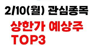 [주식] 2/10(월) 상한가 예상주 TOP3