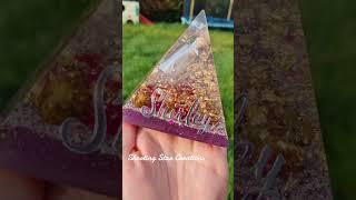 Lock of hair and gold leaf mini memorial pyramid lamp