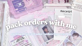 pack orders with me️packing photocards and orders from my kpop small business (calming bgm, asmr)