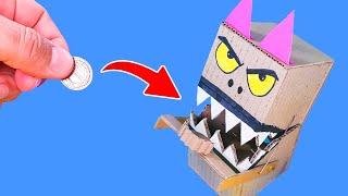 How to make Paper Coin Bank Toy. Funny Cardboard ATM Machine - DIY #halloweencraft