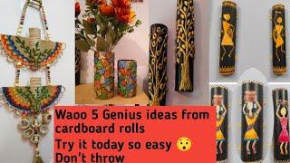 easy creative home decor ideas from cardboard rolls/ Best out of waste