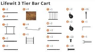 Lifewit Bar Cart, 3 Tier Serving Home Bar with Lockable Wheels installation video tutorial