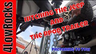 Hooking up the Rpod to the Jeep!  Ready to Tow!