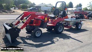 Massey Ferguson GC1723E Sub Compact Tractor and Ground Drive Manure Spreader