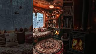 Tranquil Winter Hideaway | Relax with Crackling Fire & Softly Falling Snow ️