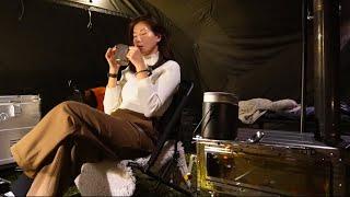 【Solo Camping】Camp alone in winter and soak the tent in the rain