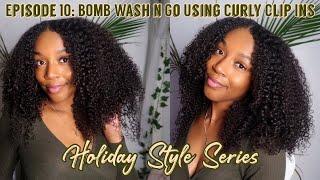 HOLIDAY STYLE #10| MIDDLE PART WASH N GO USING 3 YEAR OLD 3C/4A CURLY CLIP INS