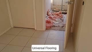 Tile removal before and after.