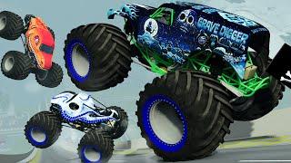 MONSTER JAM Epic High Racing Jumps and Crashes Blue Thunder, Dreid, Hot Wheels | BeamNG.Drive