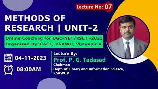 Methods of Research | UGC NET/KSET 2023 | PAPER-1 | CACE | KSAWUV- Lecture 07