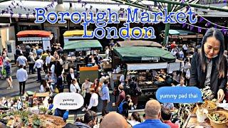 Borough Market London, yummy foods, many choices of foods, fresh fruits & vegetables, fresh juices