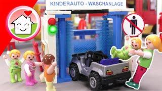 Playmobil Familie Hauser - Die Kinderauto - Waschanlage - mit Anna, Lena und Familie Overbeck