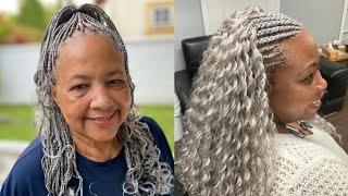 Braided Hairstyles For Growing Out Gray and Fully Silver Fox