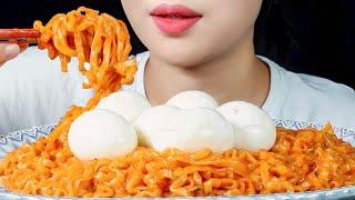 Carbo Buldak Fire Noodles and Soft Boiled Eggs *Extra Sticky* • Mukbang ASMR