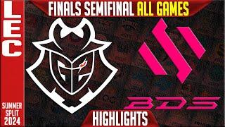 G2 vs BDS Highlights ALL GAMES | LEC Season Finals Semi Final 2024 | G2 Esports vs Team BDS