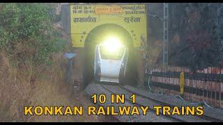 [10 in 1] Beautiful Konkan Railway Trains : Vande Bharat Express + Jan Shatabdi + Tejas + Many more