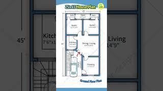 25’× 45’  house plan, 2 bhk with car parking, 25 by 45 home plan, 25*45 house design