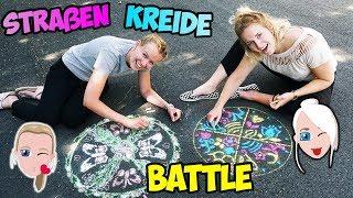 STRASSEN KREIDE CHALLENGE - Nina VS Kathi - Wer malt das schönste Mandala Design mit nur 3 Farben?