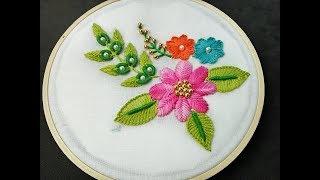 Hand Embroidery Design - Raised Fishbone Stitch Embroidery | Brazilian Embroidery Tutorial