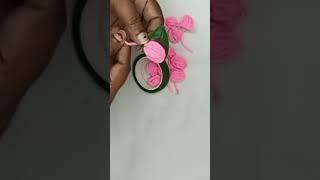 Woolen flower making diy #youtubeshorts #diy #woolcraftideas