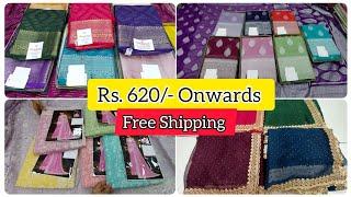 Bangalore Banaras Khaddi Georgett Fancy Sarees  Wholesale  Price  Single Sarees Available