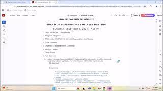 Lower Paxton Township Board of Supervisors Meeting 12/3/24