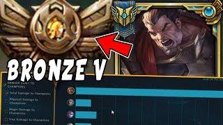 CHALLENGER Darius Goes Into BRONZE 5! HARD Smurfing in Bronze V - League of Legends