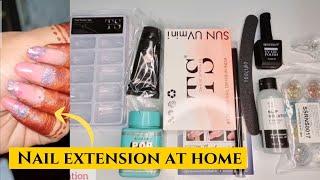 Detailed steps: How to do nail extension at home| ₹350 polyet nail extension kit from Flipkart #diy