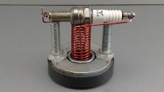 how to make homemade infinite energy 220 volt with spark plug and magnet 100%