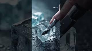 Silver Knife Slicing Ice | Cinematic Macro Visuals