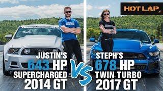 Justin vs Steph Drag Race | 643+ HP Supercharged GT vs 678+ HP Twin Turbo Mustang GT - Hot Lap